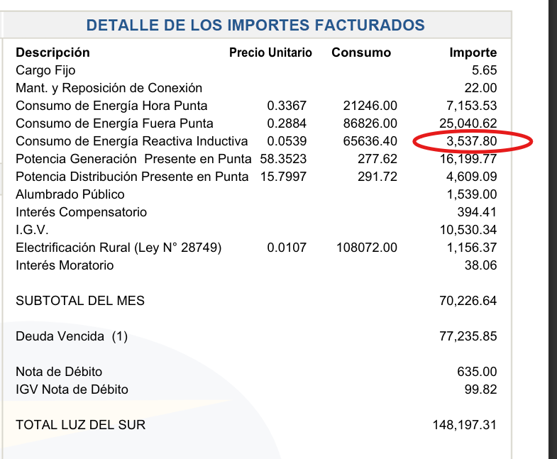Recibo Energía Reactiva