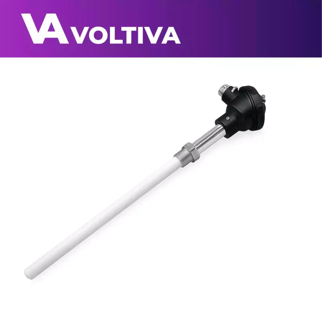 TERMOCUPLA TIPO S – FUNDA CERÁMICA DE ALTA ALÚMINA CON CONEXIÓN ½″ NPT, EXTENSIÓN Y CABEZAL DE BAQUELITA